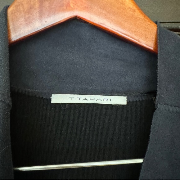 T Tahari Knit and Suede-look draped cardigan - M - Picture 7 of 9